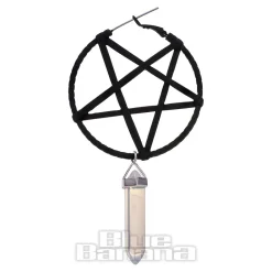 Blue Banana Pentagram Opalite Plug Hoop Earrings (Black)
