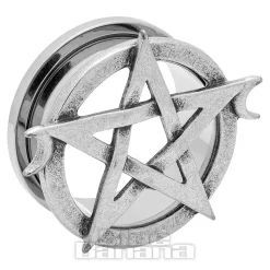 Blue Banana Pentagram Surgical Steel Tunnel (Silver)