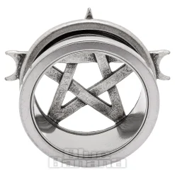 Blue Banana Pentagram Surgical Steel Tunnel (Silver)