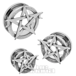 Blue Banana Pentagram Surgical Steel Tunnel (Silver)
