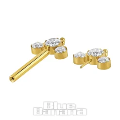 Blue Banana Plasma Gold Arrows Threadless Nipple Bar (Cubic Zirconia)
