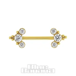 Blue Banana Plasma Gold Arrows Threadless Nipple Bar (Cubic Zirconia)