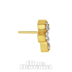Blue Banana Plasma Gold Cubic Zirconia Cross Threadless Top (Clear)