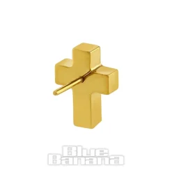 Blue Banana Plasma Gold Cubic Zirconia Cross Threadless Top (Clear)