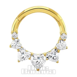 Blue Banana Plasma Gold 1.2 5 Hearts Hinged Segment Ring (Gold)