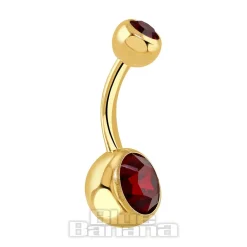 Blue Banana Plasma Gold 1.6mm Doubled Jewelled Navel Bar (Siam)