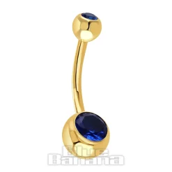 Blue Banana Plasma Gold 1.6mm Internally Threaded Double Jewelled Navel Bar (Capri)