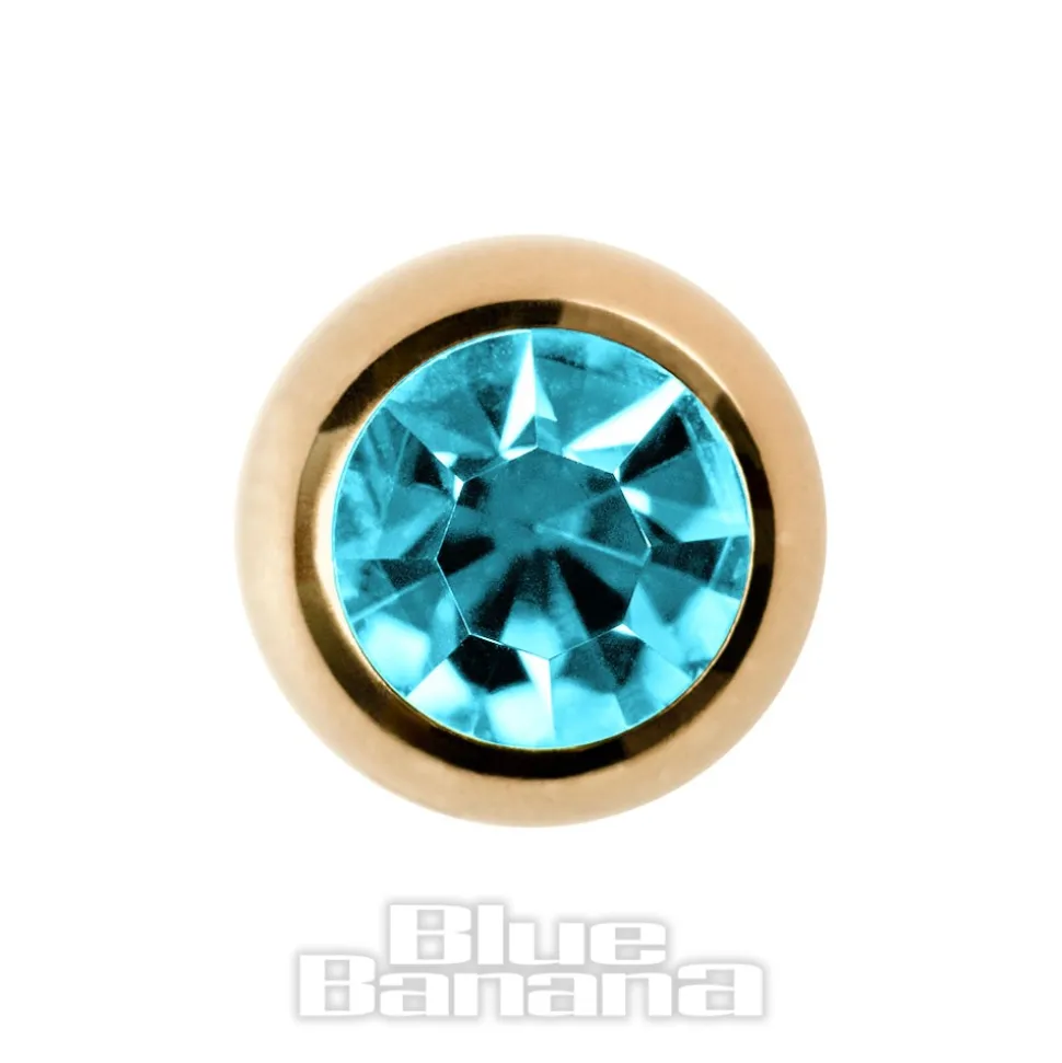 Blue Banana Plasma Gold 3mm Jewelled Ball (Aqua)