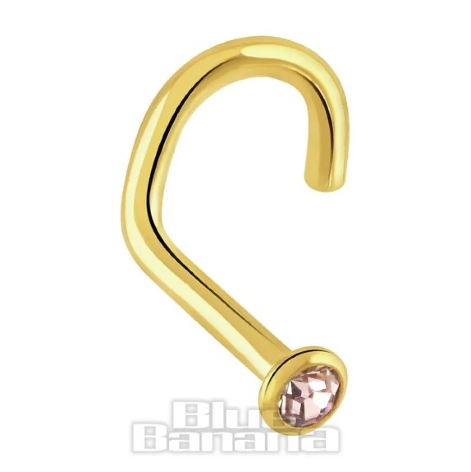 Blue Banana Plasma Gold 2.0mm Nose Stud (Amethyst)