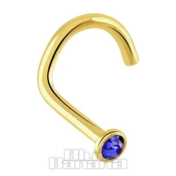 Blue Banana Plasma Gold 2.0mm Nose Stud (Sapphire)