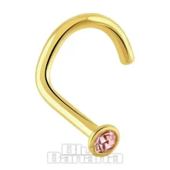 Blue Banana Plasma Gold 2.0mm Nose Stud (Rose)