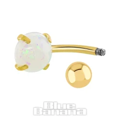 Blue Banana Plasma Gold 1.6mm Opal Navel Bar (White)