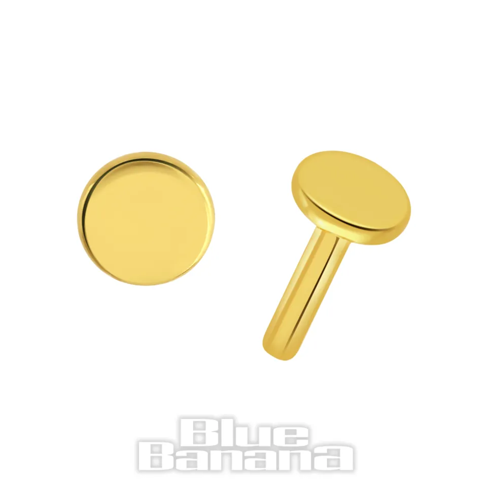 Blue Banana Plasma Gold Threadless Labret Base (Gold)