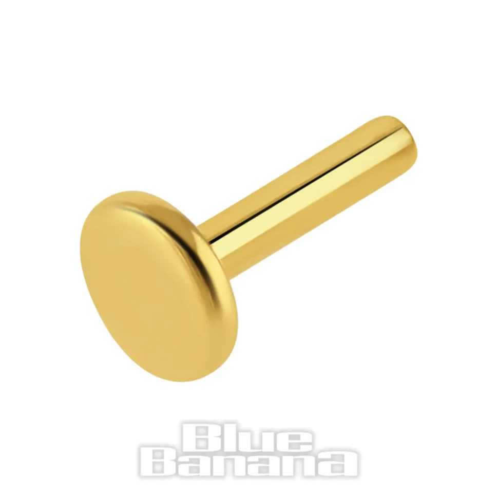 Blue Banana Plasma Gold Threadless Labret Base (Gold)