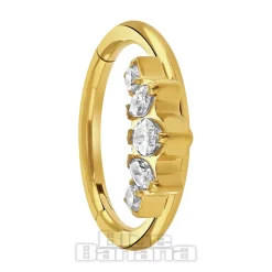 Blue Banana Plasma Gold 1.2 x 10mm 3 Almond Stones Hinged Segment Ring (Gold)