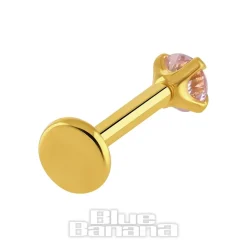 Blue Banana Plasma Gold 1.2 X 8mm Gem Threadless Labret (Rose)