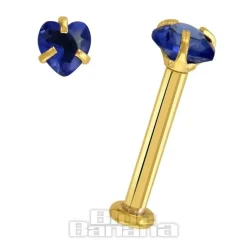 Blue Banana Plasma Gold 1.2 x 8mm Heart 3mm Zircon Labret (Gold)
