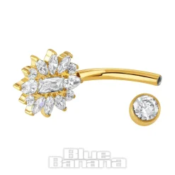 Blue Banana Plasma Gold 1.6X10mm Internally Threaded Navel Bar (Clear)