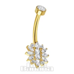 Blue Banana Plasma Gold 1.6X10mm Internally Threaded Navel Bar (Clear)