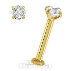 Blue Banana Plasma Gold 1.2 x 8mm 3mm Crystal Labret (Pack Of 3)