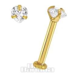 Blue Banana Plasma Gold 1.2 x 8mm 3mm Crystal Labret (Pack Of 3)