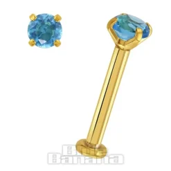 Blue Banana Plasma Gold 1.2 x 8mm Round 3mm Aqua Labret (Gold)