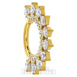 Blue Banana Plasma Gold 1.2 x 8mm 10 Square Stones Hinged Segment Ring (Gold)