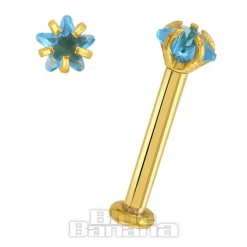 Blue Banana Plasma Gold 1.2 x 8mm Star 3mm Aqua Labret (Gold)