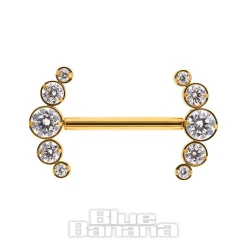 Blue Banana Plasma Threadless Nipple Bar Cubic Zirconia Gem (Clear)