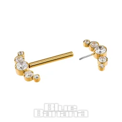 Blue Banana Plasma Threadless Nipple Bar Cubic Zirconia Gem (Clear)
