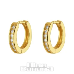 Blue Banana Plated Gold Crystal Row Clicker Hoops (Pair)