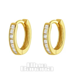 Blue Banana Plated Gold Medium Crystal Row Clicker Hoops (Pair)