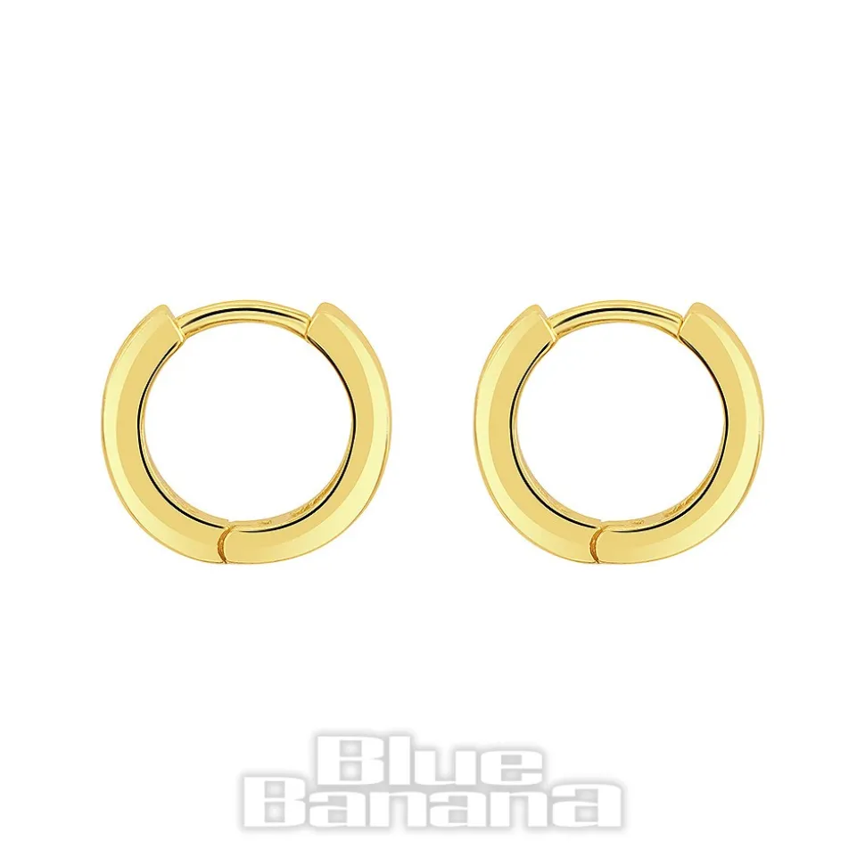 Blue Banana Plated Gold Medium Crystal Row Clicker Hoops (Pair)