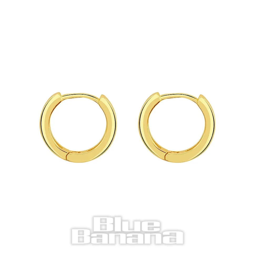 Blue Banana Plated Gold Squared Clicker Hoops (Pair)