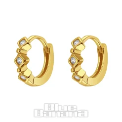 Blue Banana Plated Gold Triple Crystal Clicker Hoops (Pair)