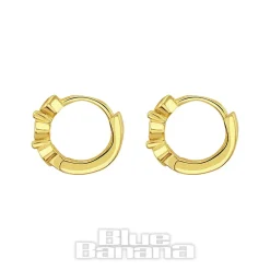 Blue Banana Plated Gold Triple Crystal Clicker Hoops (Pair)