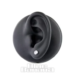 Blue Banana Polished Titanium Round Crystal Stud Earrings (Clear Crystal)