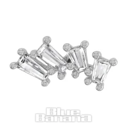 Blue Banana Polished Titanium 1.2 X 8mm 4 Stones Threadless Labret (Silver)