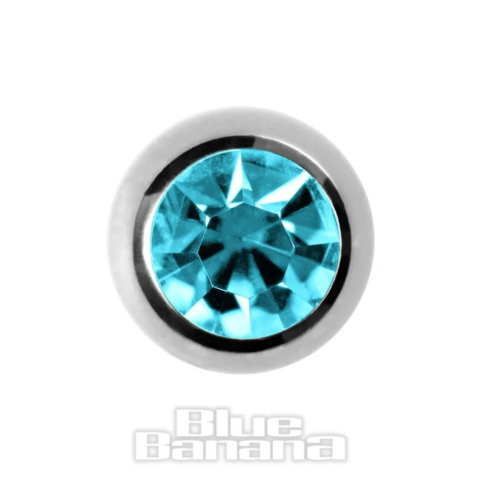 Blue Banana Polished Titanium 5mm Jewelled Ball (Aqua)