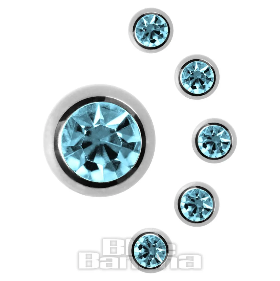 Blue Banana Polished Titanium 5mm Jewelled Ball (Aqua)