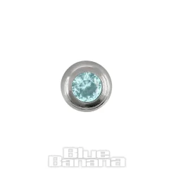 Blue Banana Polished Titanium 3mm Internally Threaded Jewelled Ball (Blue)