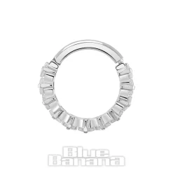 Blue Banana Polished Titanium 1.2X8mm Clear Hinged Segment Ring (Silver)