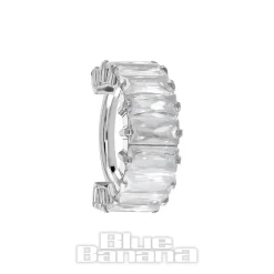 Blue Banana Polished Titanium 1.2X8mm Clear Hinged Segment Ring (Silver)