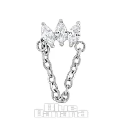 Blue Banana Polished Titanium 1.2 X 10mm Helix Chain Labret 17 (Silver)