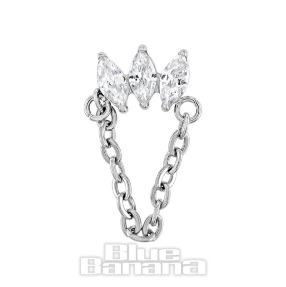 Blue Banana Polished Titanium 1.2 X 10mm Helix Chain Labret 17 (Silver)