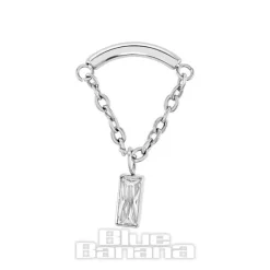 Blue Banana Polished Titanium 1.2 X 10mm Helix Chain Labret Rect (Silver)