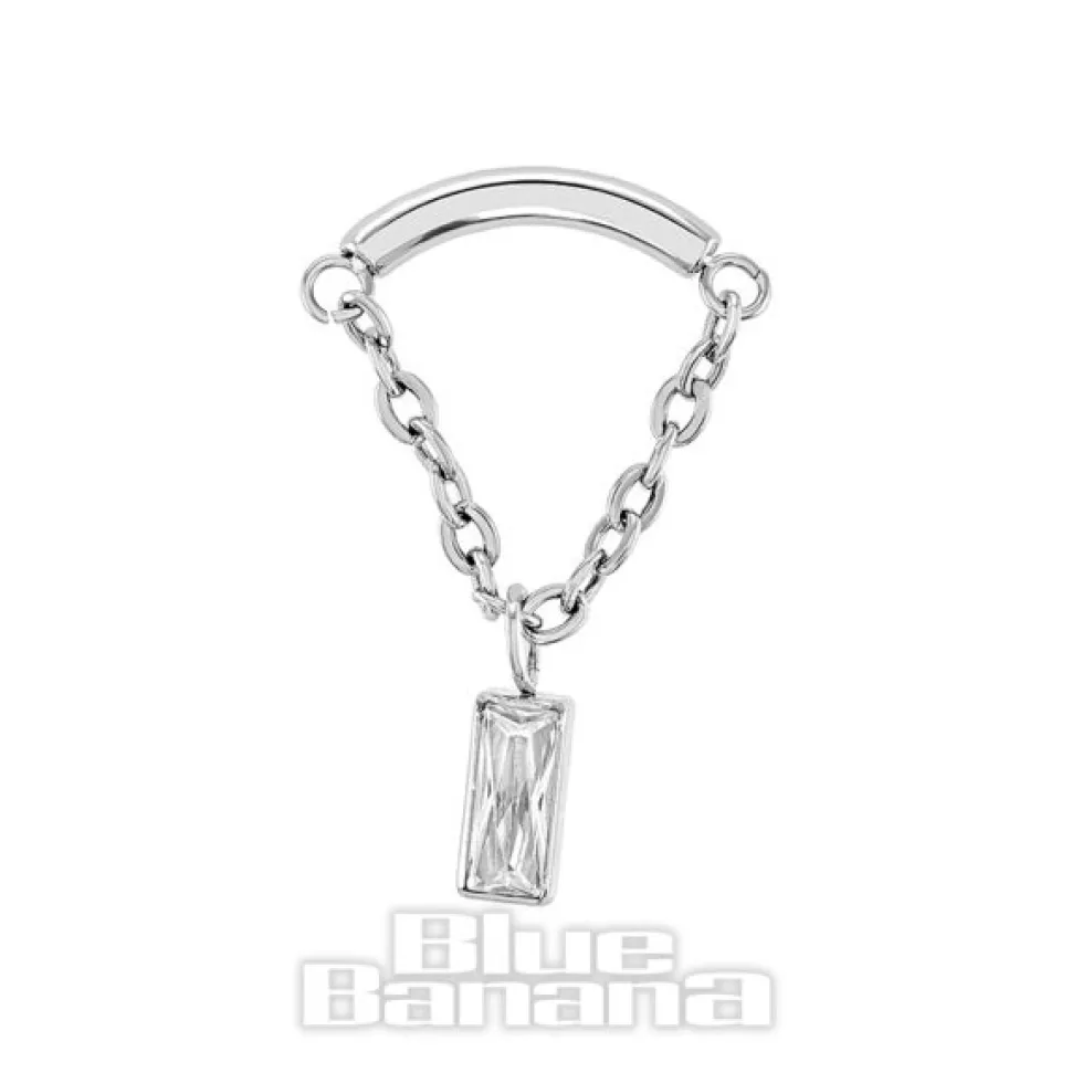 Blue Banana Polished Titanium 1.2 X 10mm Helix Chain Labret Rect (Silver)