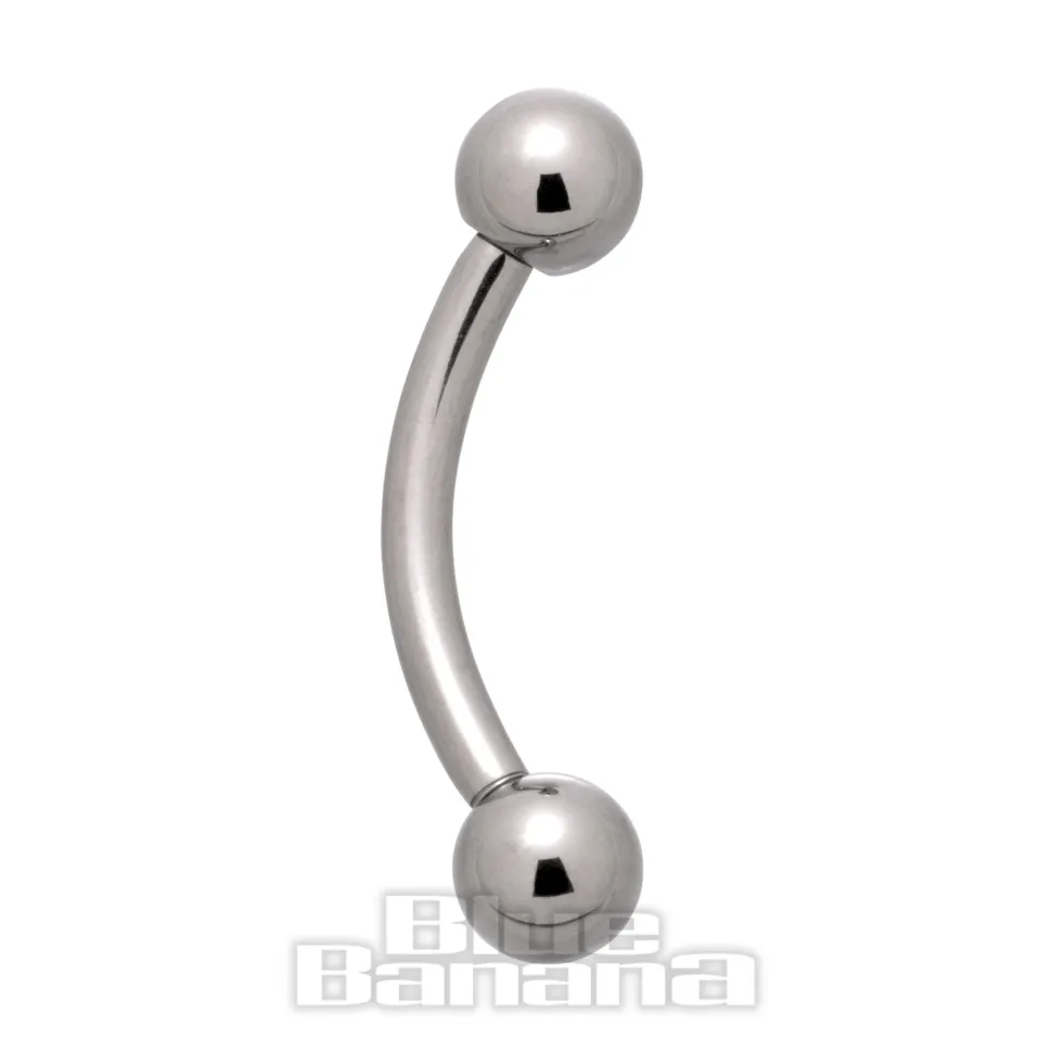 Blue Banana Polished Titanium Curved Barbell (Silver)