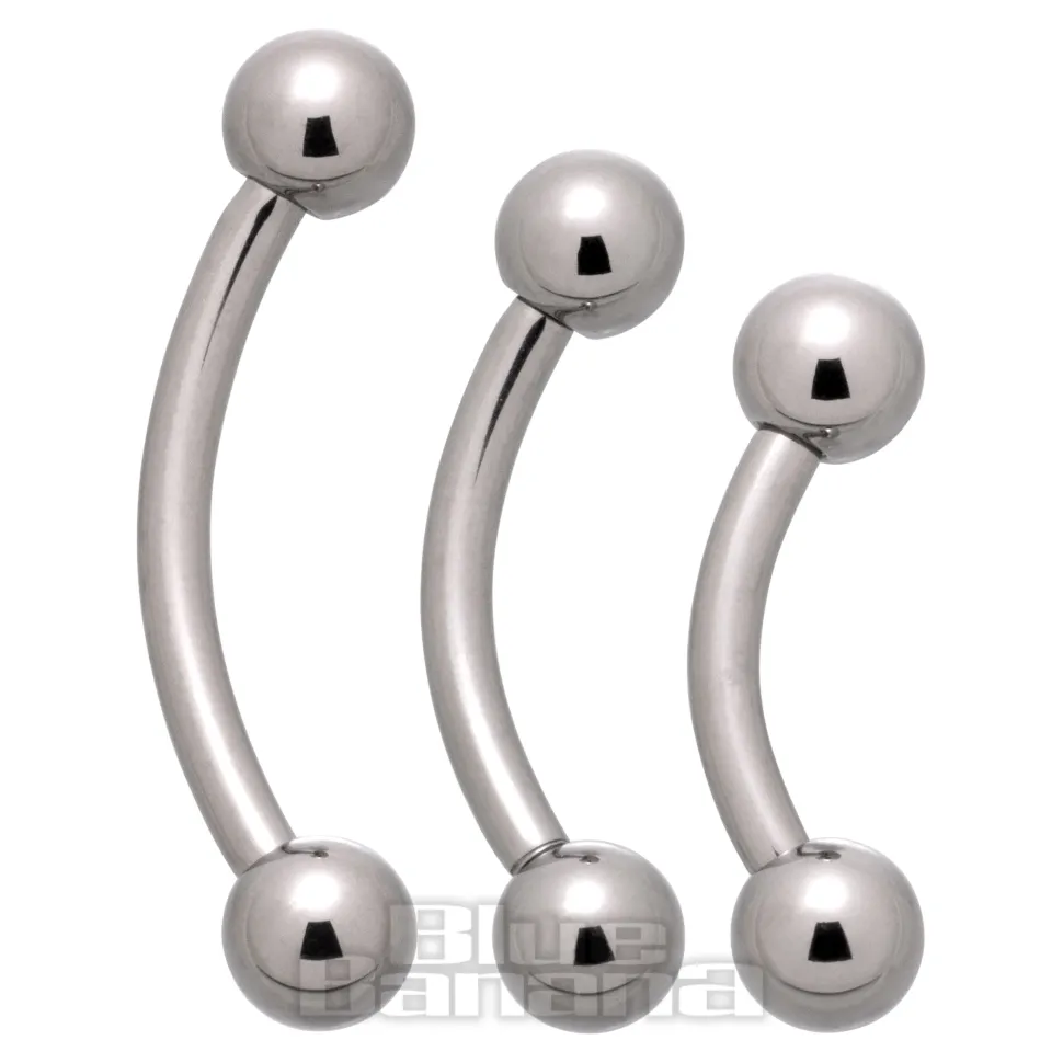 Blue Banana Polished Titanium Curved Barbell (Silver)