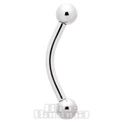 Blue Banana Polished Titanium Internally Threaded Curved Barbell 3mm Ball (Silver)